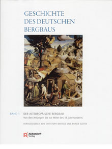 Christoph Bartels und Rainer Slotta  (Hg.),699 S., zahlr. Abbn., Münster 2012, ISBN 9783402129012, € 89,00

Der erste Band geht aus von den vor- und frühgeschichtlichen Bergbauzeugnissen, führt durch die mittelalterlichen Blüte- und Krisenzeiten des Bergbaus und berücksichtigt dabei dessen Auswirkungen auf die Territorial-, Landschafts- und Siedlungsentwicklung, die sich entwickelnden/ändernden Arbeitsverhältnisse sowie die Verbindungen zwischen Bergbau und bergbaubezogenem Handel. Besondere Aufmerksamkeit erfährt die Blütezeit des Silberbergbaus und dessen Einflüsse auf die Kunst. Unter den qualitativ hochwertigen Abbildungen sind besonders die Darstellungen zur Schacht- und Stollentechnik sowie die Karten der neu gegründeten Bergstädte hervorzuheben.