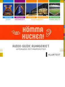 Hömma kucken.
2CDs, Essen (Klartext-Verlag), ISBN 978-3-89861-981-3

Hier kriegen Sie zum Sehen was auf die Ohren. Herbert Knebel erklärt Sie dat Prinzip „Guste“ und nimmt Sie mit auf einen Tripp durch die Essener City; Michael Schulz und Bernd Schindowski, beide vom Musiktheater im Revier, suchen Standorte von Kunst, Kultur, Spiritualität und Inspiration auf – in Gelsenkirchen; bei Gerburg Jahnke „is alles watte siehs“ Oberhausen; Manni Breuckmann besucht mit Ihnen die Arenen des Ruhrgebietsfußballs. Das Ruhrgebiet „für unterwegs“ - für den CD-Player im Auto oder überspielt auf den MP3-Player oder das Handy; eine nette und unterhaltsame Idee.